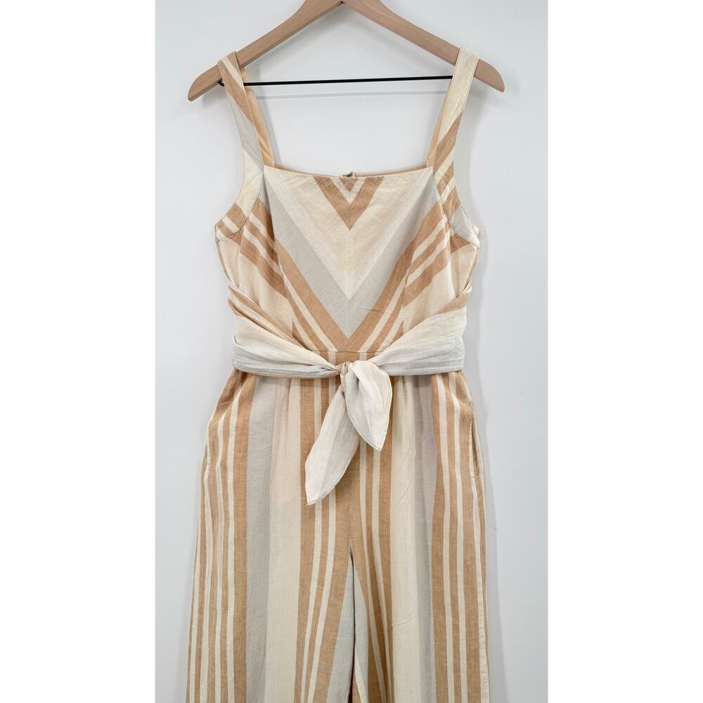 Anthropologie Savannah Stripe Pantsuit Sleeveless Wide Leg Tie Waist Jumpsuit 6
